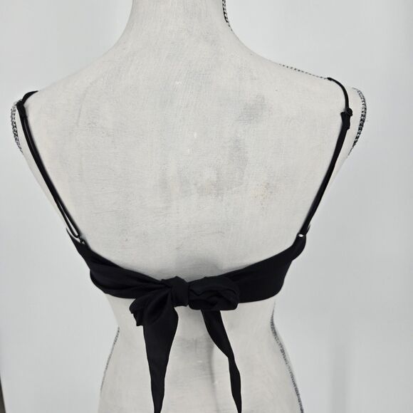Danielle Bernstein Black Bandana Crop Top Medium Tie Back Adjustable Straps - Picture 4 of 6